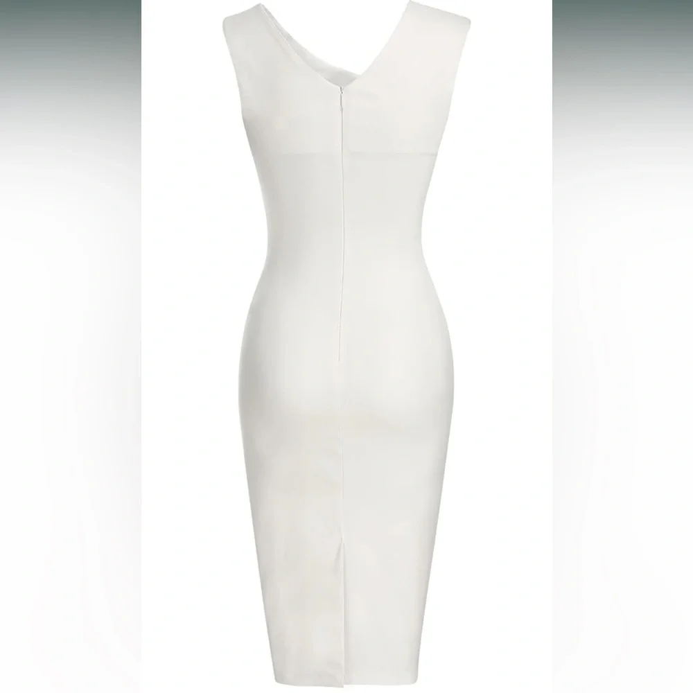 MUXXN Women's Retro 1950s Style Sleeveless Slim Business Pencil Dress - Picture 4 of 13